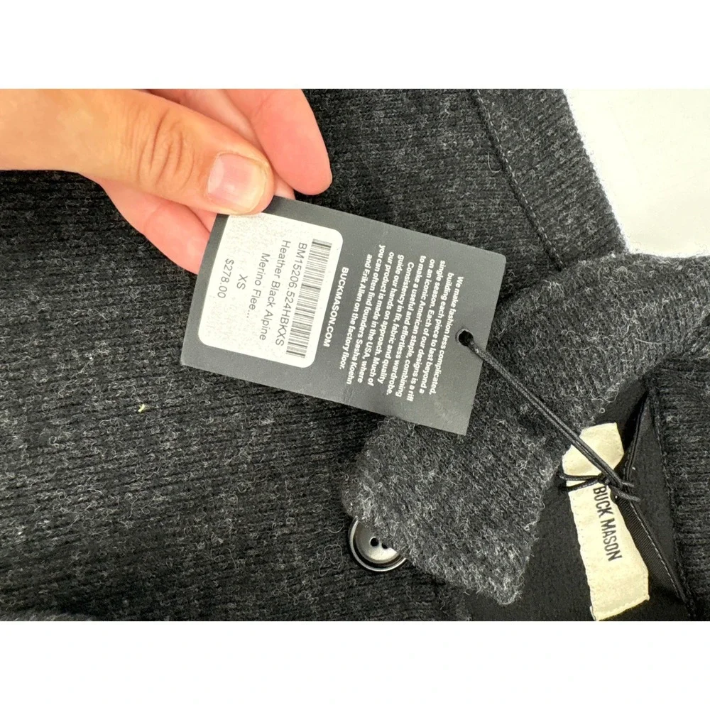 Buck Mason Alpine Merino Fleece Chore Coat Heather Black XS